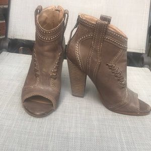 Guess Peep Toe Leather Booties